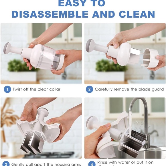 Pampered Chef Push Function Food Chopper #2585 White Kitchen Gadgets Tear free - Picture 2 of 6